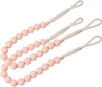 2pcs Vorhang Tieback Handwebseil vielseitige Anti-Skid-Holzperlen Drapehäfer Wohneinrichtung-Rosa