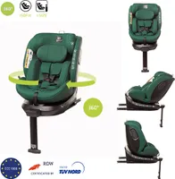 Kindersitz drehbar 360° ENZO-FIX mit ISOFIX montage, Stabilisierung, zusätzlicher Seitenschutz, I-SIZE, Grün