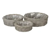 Korb rund 3erSet grau Pflanzkorb Ø34+42+50cm