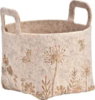 Korb aus Filz mit Blumenwiesen Dekor in Farbe beige (B/H/T) 13x18x13cm