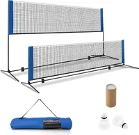 GOPLUS Badmintonnetz mit Stand, Tennisnetz Federballnetz 89-155cm höhenverstellbar mit Tragetasche & 2 Federbällen, tragbarer Netzständer, 310cm