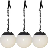 Star Trading 482-28 LED-Solar-Kugel "Globus" weiß, ca. Ø 10 cm, warmwhite LED,  ca. 23 cm Länge, mit Kette zum Aufhängen, Akku, outdoor,  Vierfarb-Karton