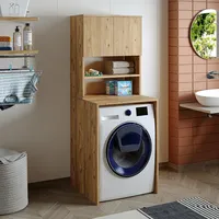 Roomart, Badezimmer Waschmaschinenschrank Atlantic,  Waschmaschinenüberbau,  BHT: 65 x 181 x 60 cm, in Weiß-Eiche, Anthrazit Eiche