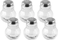 Fackelmann Mini-Streuer RUBIN, Salz- und Pfefferstreuer aus Glas, Gewürzstreuer für einfaches Dosieren (Farbe: Silber/Transparent), Menge: 6 Stück
