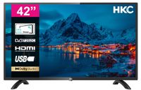 HKC 42D1 Fernseher 42 Zoll (TV 107 cm), Dolby Audio, LED, Triple Tuner DVB-C / T2 / S2, CI+, HDMI, Mediaplayer per USB, digitaler Audioausgang, incl. Hotelmodus