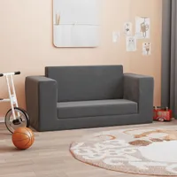 Kinder-Schlafsofa 2-Sitzer Anthrazit Weicher Plüsch 357036