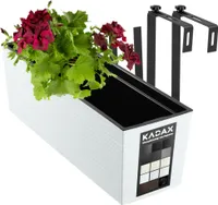KADAX Blumentopf mit Einsatz "Treviso", 56 cm, Mit Halterungen, Ritzmuster, Weiß