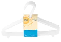 Bieco 04-014147 Plastikowy wieszak na ubrania, z dodatkowym haczykiem, biały perłowy (opakowanie 8 szt.)