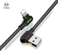 Mcdodo LED 90 stupňů 1,8 m nabíjecí kabel Nylonový opletený iPhone XS XR X 8 7 6 Plus Pad Pod