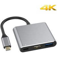 Type C USB 3.1 Auf USB-C HDMI 4K USB 3.0 HUB Kabel Digital AV Multi Port Adapter Grau