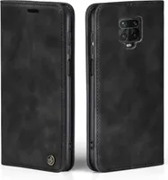 Handy Hülle für Xiaomi Redmi Note 9 Pro Klapphülle Bookcase Flip Cover Handy Tasche Etui Farbe: Schwarz