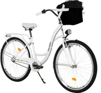 Milord Komfort Stadtfahrrad Fahrrad mit Korb Damenfahrrad, 26 Zoll, Weiß, 3-Gang