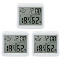 3er-Pack LCD Digital Thermometer Hygrometer mit Digitaler Uhr für Babyzimmer Wohnzimmer Büro Kühlschrank Plus