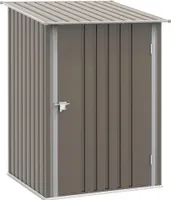 Outsunny kůlna na nářadí z oceli, kůlna na nářadí s jednoplášťovou střechou o rozloze 0,92 m², uzamykatelná zahradní kůlna na balkon, terasu, 100 x 103 x 160 cm, hnědá