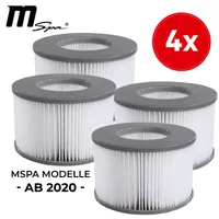 Miweba MSpa Whirlpool-Filterkartusche, Filter für aufblasbaren Whirlpool, Ersatzfilter (4x Wasserfilter ab Modell 2020)