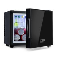 Klarstein Frosty Mini-Kühlschrank - kompakte Minibar mit Thermoelektrischem Kühlsystem, freistehend, 10 Liter Fassungsvermögen, Kühlung: 12 - 18 °C, schwarz, 33,5 x 30 x 34 cm (BxHxT)