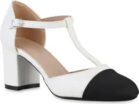 VAN HILL Damen Mary Janes Pumps Klassische Spangenschuhe Schuhe 841391, Farbe: Weiß, Größe: 39