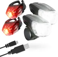 2x ABSINA LED Fahrradlicht Set USB aufladbar - 100m Reichweite, 180 Lumen & 50 Lux - Fahrradbeleuchtung Set StVZO zugelassen