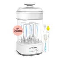 Vulpes Goods Sterilisator, Für Babyflaschen, 5-in-1 Flaschensterilisator, Dampfsterilisator mit Trockenfunktion, Flaschensterilisator, Reinigungsset