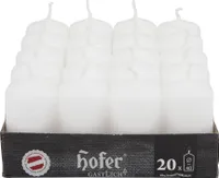 Sloupové svíčky Hofer - barva bílá - 4 x 7 cm - dlouhá doba hoření: 11 hodin - bez zápachu - voskové svíčky bez kapání - 20 kusů