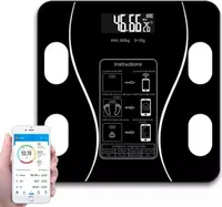 Körperfettwaage mit App LCD Digitale Personenwaage Smart Bluetooth Körperwaage für iOS & Android Digital Körperanalysewaage Waage BMI Schwarz