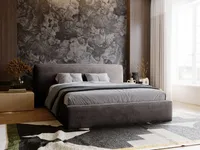 Polsterbett 160x200 cm Monza - Stilvoll Doppelbett mit Lattenrost & Bettkasten - Dunkelgrau (Symphony 20)