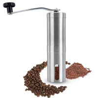 Mlynček na kávu Intirilife v striebornej farbe - ručný mlynček na mletie kávy z nehrdzavejúcej ocele - ručný mlynček na kávu Espresso