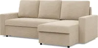 Sofa narożna z funkcją spania, sztruksowa - beżowa