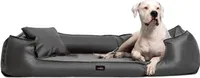 tierlando® Orthopädisches Hundebett GOOFY Kunstleder >>inkl. Matratzenschoner<< - Größe: 110x90cm | Farbe: 02 Graphit