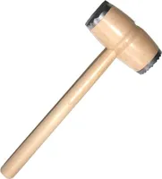 Fleischklopfer aus Holz 29 cm mit 2 Metallaufsätzen | Küchenstößel aus Holz | Metall-Hackhammer | Holzstampfer