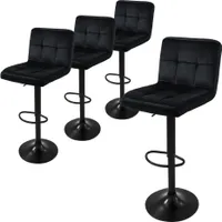 ML-Design 4er Set Barhocker Tresenhocker 360° drehbar, Gepolsterter Barstuhl mit Rückenlehne und Fußstütze, 63-83 cm