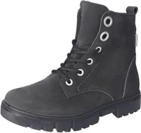 RICOSTA Stiefelette SURI für kleine Winterfreunde echt Leder Reißverschluss Schnürung Warmfutter Mädchen asphalt Anthrazit Grau Größe 37