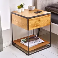 riess-ambiente Moderner Beistelltisch SCORPION 50cm Wildeichen-Design Metall Nachttisch mit Schublade Couchtisch Tisch