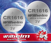 2 x Wilhelm CR1616 Bulk Lithium Knopfzelle 3V 55mAh