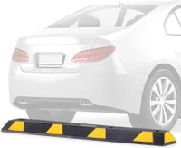 Sessamen-LP Radstopper Gummi Parkplatzsperre, 183cm Parkplatzmarkierung mit Reflektoren, Parkplatzsucher Parkplatzbegrenzung für Garage, Parkplätze und Garagen, Schwarz-Gelb