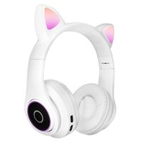 Katzenohren kabellose 5.0 Bluetooth Kopfhörer, Kitty Headset – Weiß
