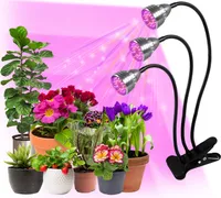 Rostlinná lampa se svorkou Led plné spektrum vnitřní rostliny Rostoucí lampa Rostlinné světlo (časovač, 3 režimy, 5 úrovní jasu)