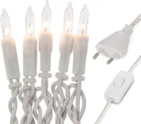 Lichterkette innen 20 klare warme Lichter, beleuchtet 2,85m, Kabel weiß, Stecker