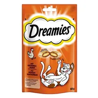 Dreamies s kuracím mäsom pre mačky chutný snack v čerstvom vrecúšku 60g