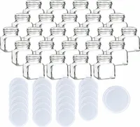 gouveo 24er Set Einmachgläser 120 ml eckig Schraubverschluss weiss - Leeres Vorratsglas mit Deckel zum Befüllen - Schraubglas für Marmelade, Gewürze