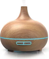 Arendo Aroma difuzér, zvlhčovač vzduchu, rozprašovač v drevenej optike, difuzér so 7 farbami LED, funkcia časovača, 300 ml, svetlohnedý