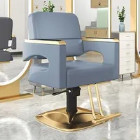 360Home Friseurladen 360° Drehung Höhenverstellbar Stuhl Friseur Salon gold2 graublau【MFY39QJF】