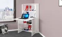Schreibtisch Gianmaria, Mehrzweckmöbel mit Regalen und Arbeitsplatte, Mehrzweck-Bürotisch, platzsparender Mehrpositionsschreibtisch, 100 %  Italy, cm 70x57h140, glänzendes Weiß