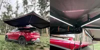 270° Autodachmarkise Auto Markise, Vordach, Dachzelt Schwarz/Grau 250x200cm mit LED, für die Fahrerseite