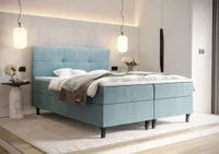 Boxspringová posteľ s úložným priestorom DORINA - 200x200, šedomodrá