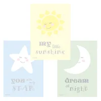 PRICARO Poster "Sonne Mond Sterne", A4, 3er Set