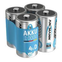 ANSMANN Mono D Akku Typ 10000mAh NiMH hochkapazitive Akkubatterie 4er Pack