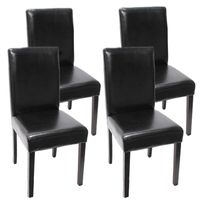 4x Esszimmerstuhl Stuhl Lehnstuhl rot beschichtetes Leder Polsterstuhl Stühle