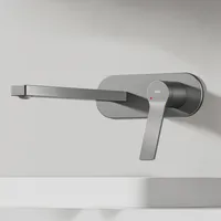 EMKE Wasserhahn Badarmatur 288x210x70mm Einhebel Mischbatterie, Warm und Kalt Waschbecken Armatur, Wandmontiert Waschtischarmatur - Anthrazit Matt