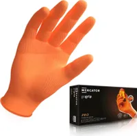 Nitrilhandschuhe puderfrei latexfrei 2-3x dicker Diamanttextur MERCATOR GoGrip, Größe:XL - 50 Stück, Farbe:GoGrip Orange